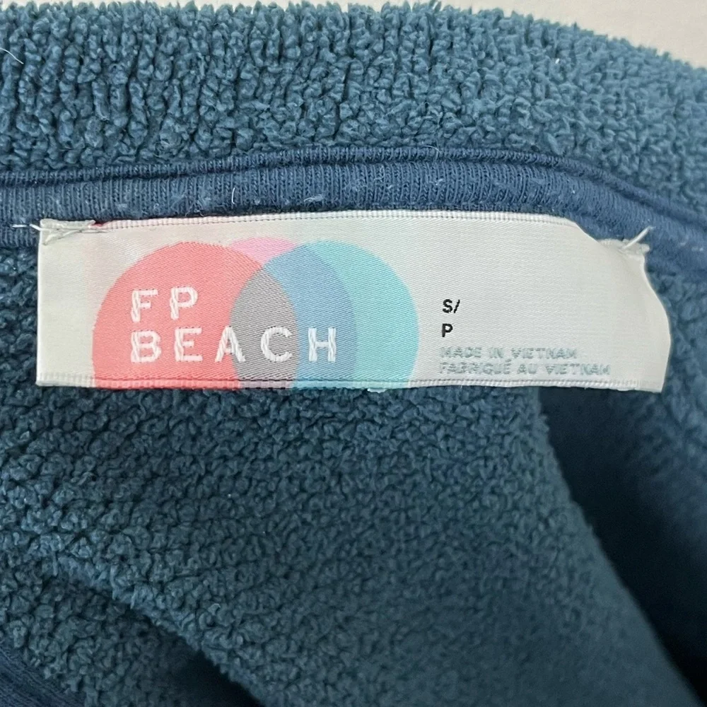 FREE PEOPLE BEACH Keep It Real Teal Fleecy Jumpsuit Womens Size Small - Picture 7 of 8